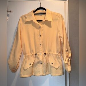 Christopher & Banks Yellow Bungee Cinched Waist Snap Top